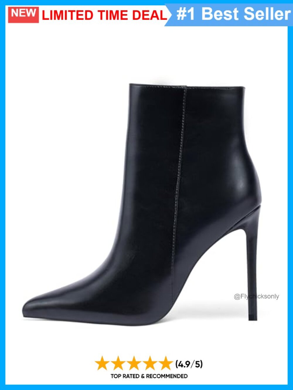 Women Pointed Toe 4 Inch Stiletto Heel Ankle Booties Side Zipper Dress Party